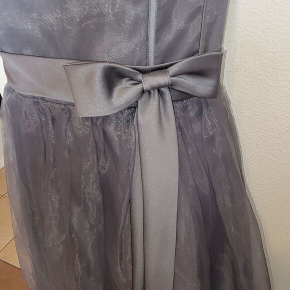 Alfred Angelo gray tulle strapless short formal Bridesmaid dress Size 16 - Picture 6 of 7